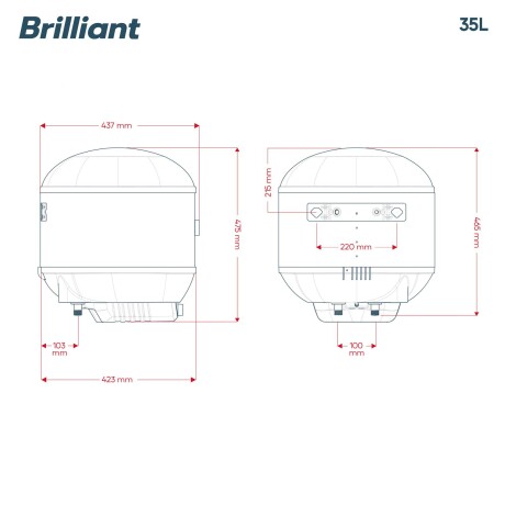 TERMOTANQUE BRILLIANT ACERO 35 LITROS BREV35WH
