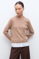 Sweater con camisa tostado melange