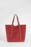 Shopper suede con tachas rojo
