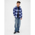 HOODED FLANNEL SHIRT BLUE PLAID