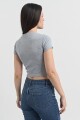 Remera m/c acanalada cuello a la base GRIS MELANGE