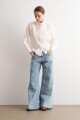 Camisa apliques florales blanco