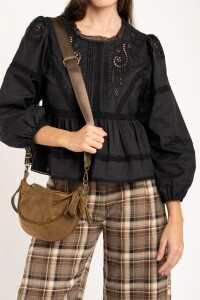 Blusa Broderie Algodón Negro