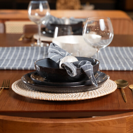 MANTEL CAMINERO ALGODON AZUL STRIPE