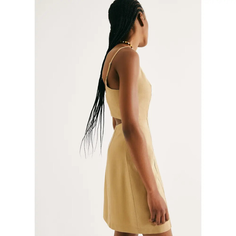VESTIDO CURTO FEM MARROM CLARO