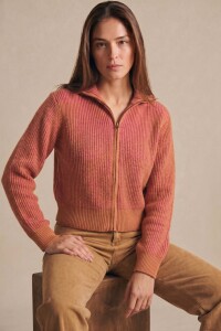 Campera Tejida Algodon Rosa/mocha