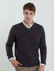 470313 SWEATER V HARRINGTON URBAN Gris Oscuro Melange