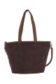 Cartera versátil de cuero y gamuza Chocolate