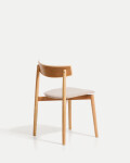 Silla Evera de chapa de roble con acabado en tono natural y chenilla beige Silla Evera de chapa de roble con acabado en tono natural y chenilla beige