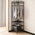 Mueble Perchero Esquinero Zapatera Hierro Colgador Ropa Rack Negro 1