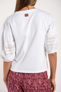 Remera Algodón Combinada Blanco