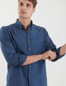 012587 CAMISA HARRINGTON LABEL Azul Oscuro