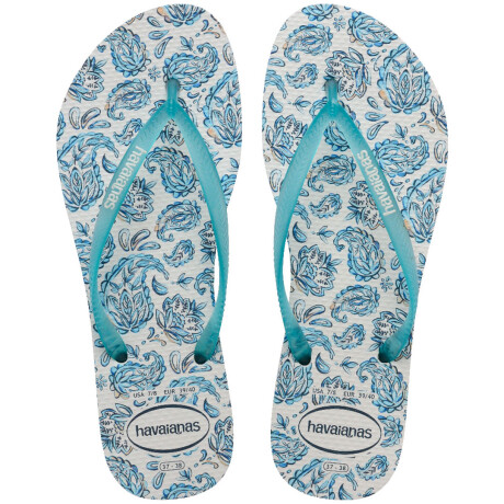 Sandalias de Mujer Havaianas Slim Daydream Blanco - Celeste