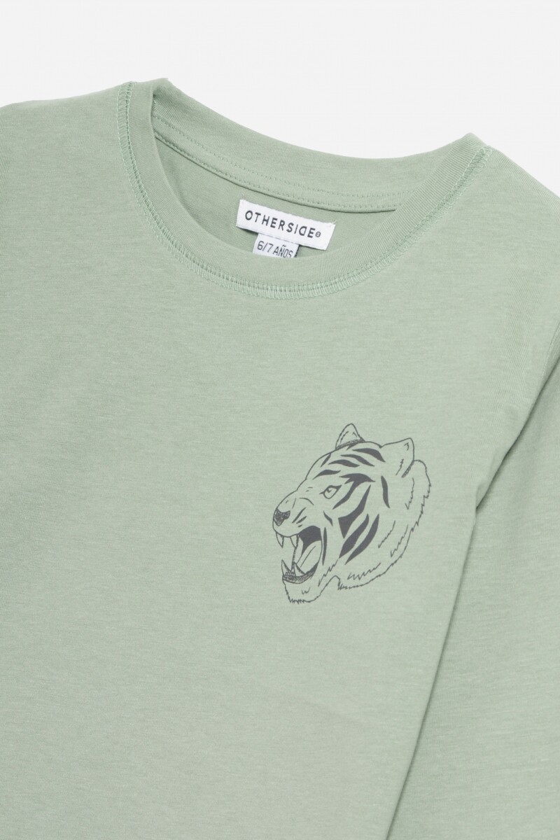 Remera estampada mangas largas VERDE OLIVA