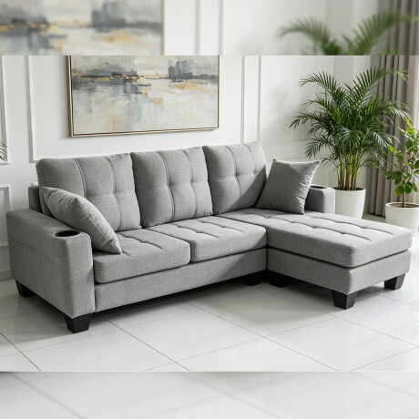 SOFÁ SILLÓN CON CHAISE Gris