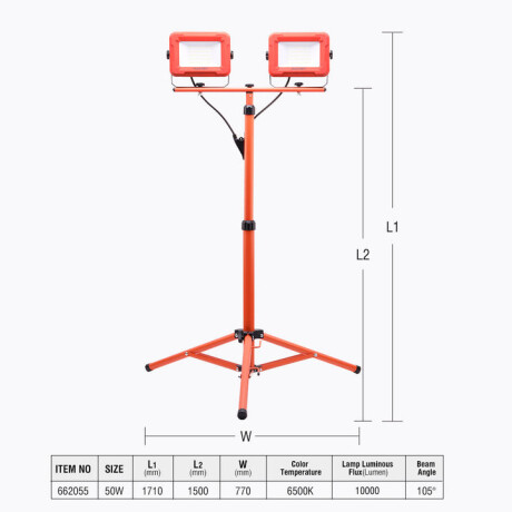 FOCO LED PORTATIL DOBLE 220/240V 2X50W 10000LUM 6500K HARDEN ++ N/a