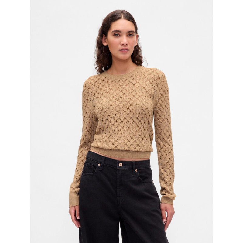 LS BROOKLYN POINTELLE TOP CAMEL HAIR
