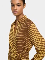 Camisa Estampada Con Nudo amarillo