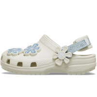 Classic Clog Toddler Denim Flower Blanco