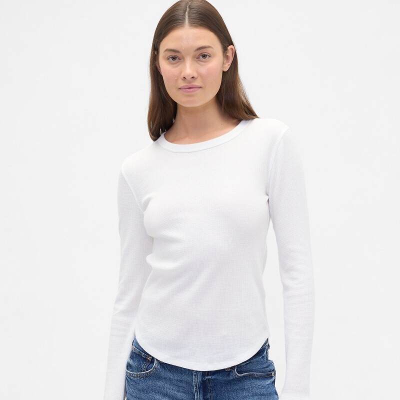 V-LS OPP WAFFLE TEE NEW OFF WHITE