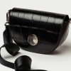 Bandolera The Circle en cuero croco Negro