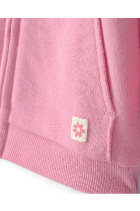 Campera de algodón, rosada, con capucha Sin color