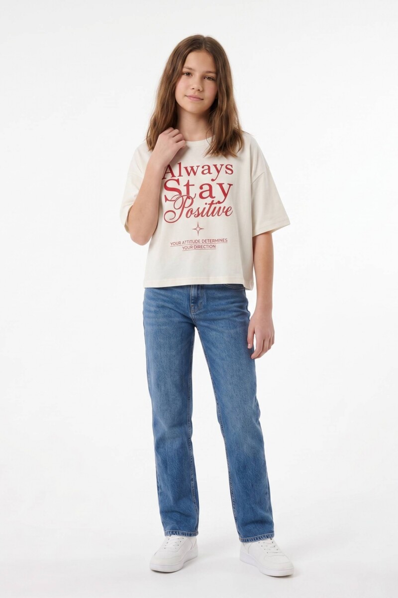 Remera m/c estampa Stay Positive CRUDO