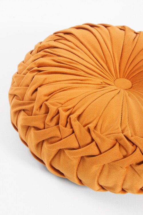 Almohadón circular pliegues naranja