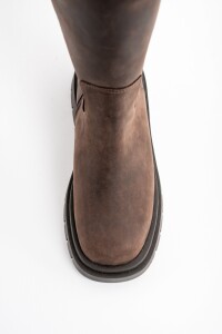 Bota Cuero Lavado Chocolate