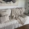 Manta para sillón y cama algodón Rayas Greige 180 x 130 cm