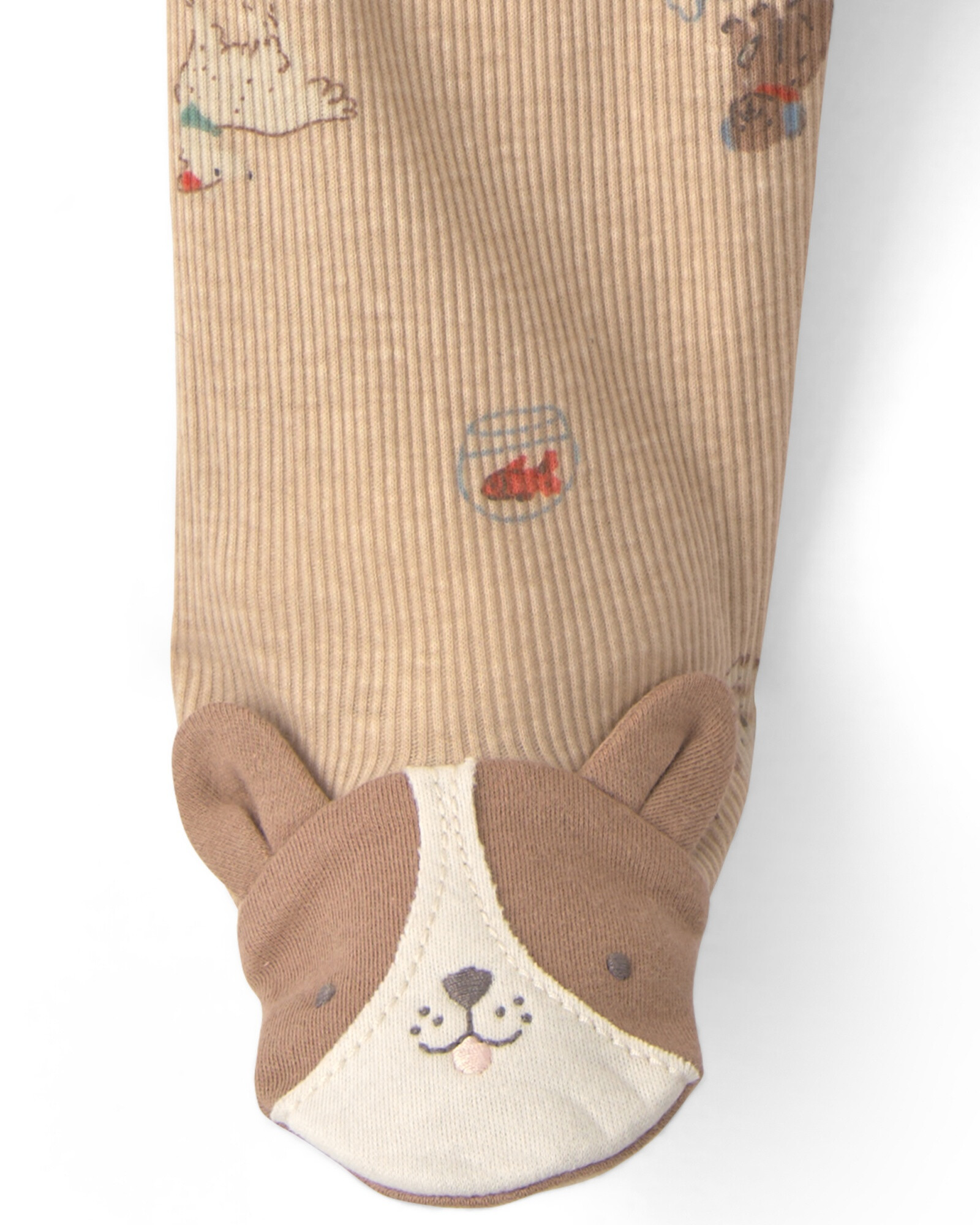 Pijama una pieza de algodón, con pie, marrón, diseño perros Sin color