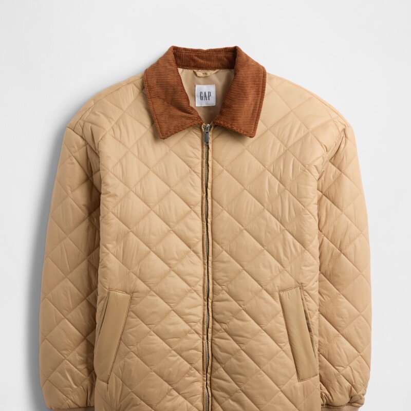 V-QUILTED PUFFER FASHION JKT GOLDEN KHAKI 868