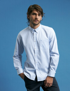 012608 CAMISA HARRINGTON LABEL Blanco/celeste