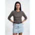 BLUSA ML FEM MARROM, AZUL CLARO E OFF WHITE