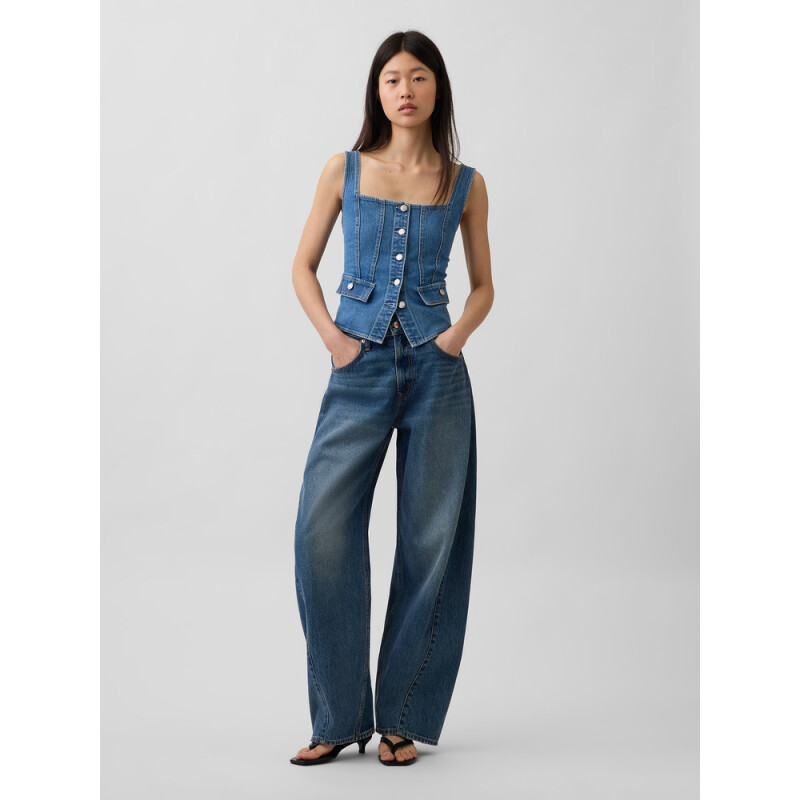SL CORSET POCKET VEST TOP - LIGHT WASH LIGHT WASH