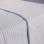 Juego de Sábana Amelia 200h Rayitas Beige Y Azul Twin