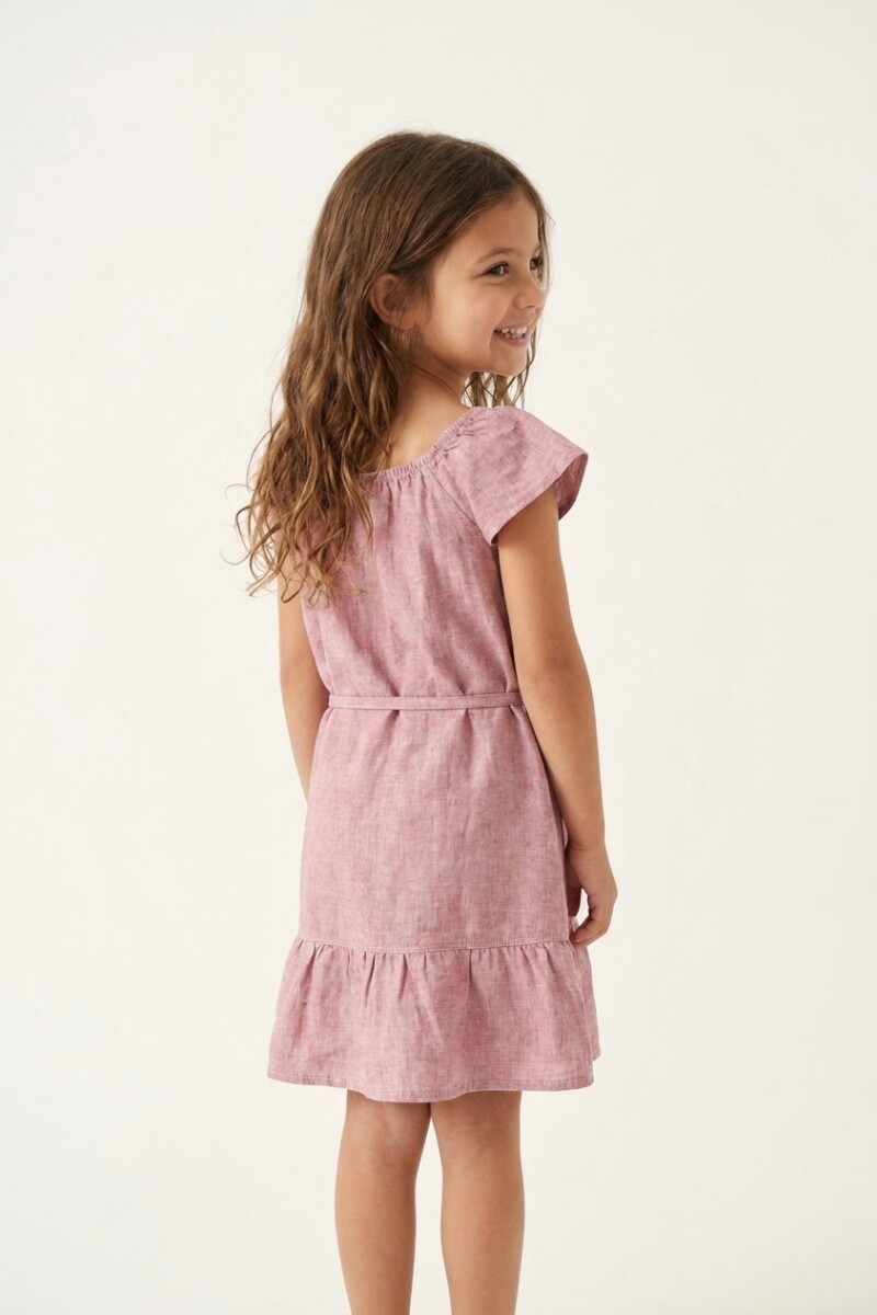 Vestido con volados en hombro ROSA