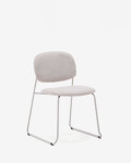 Silla apilable Meli de chenilla chenilla beige y patas de metal beige