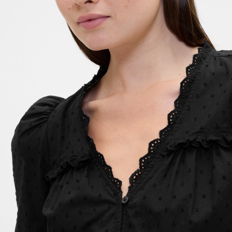 V-SS VNK RUFFLE LACE TOP BLACK 22
