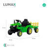 Tractor con Remolque Lumax a Batería con luces y sonido mp3 Verde