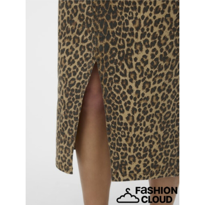 VMVERI HR CALF DENIM AOP SKIRT NOOS Silver Mink