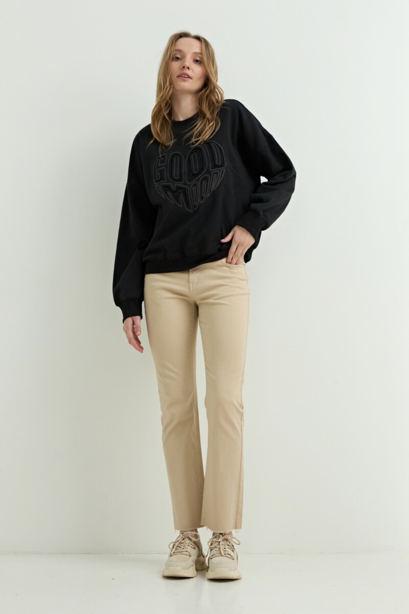 Sweatshirt efecto lavado Good Mood NEGRO