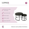 Set 2 mesas auxiliares ratonas tipo nido Doncaster Negro/Negro
