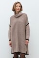Vestido tejido cuello volcado tostado melange