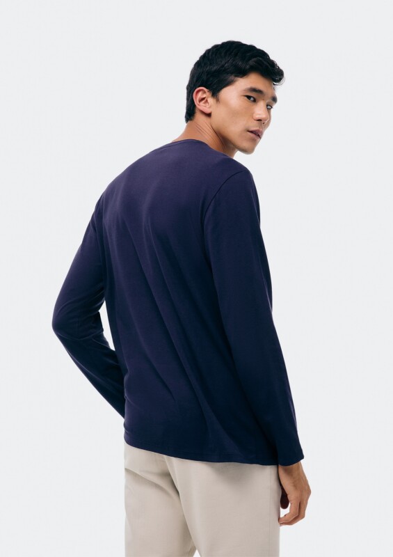 CAMISETA ML MASC AZUL ESCURO