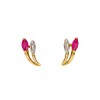 Caravanas Rubí Flor oro - Oro bajo - Rubí- CA8019 conpiedra