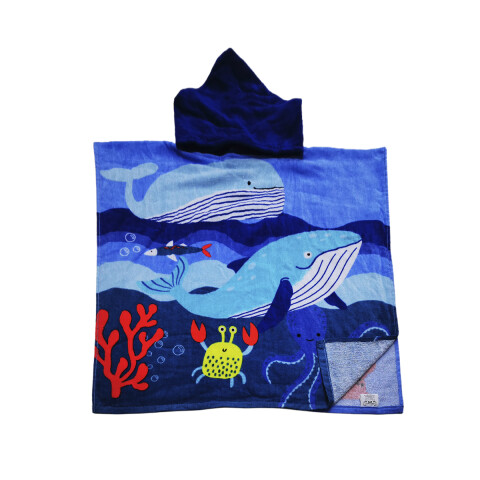Bata Poncho Infantil Varios Diseños 100% Algodón 60 x 60 cm Oceano