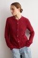 Chaqueta tejida botones metálicos carmesí