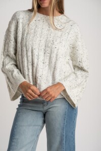 Sweater Texturado Bouttonne Gris Melange