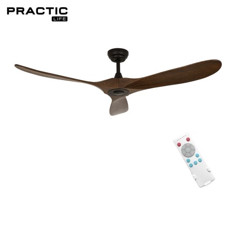 Ventilador de Techo Practic Life FS52930 60" con 3 Aspas de Madera y Control Remoto Ventilador de Techo Practic Life FS52930 60" con 3 Aspas de Madera y Control Remoto